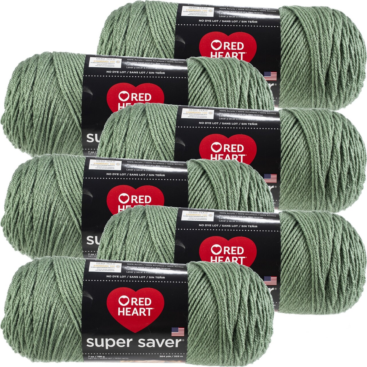 Multipack of 6 - Red Heart Super Saver Yarn-Light Sage